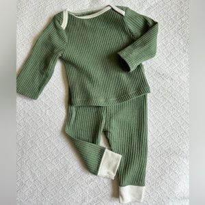 Baby 2pc Waffle Top & Bottom Set-Cloud Island ™  | Green, 0-3 Months